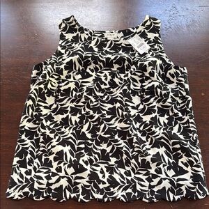 J. Crew Black and White Floral Tank Top